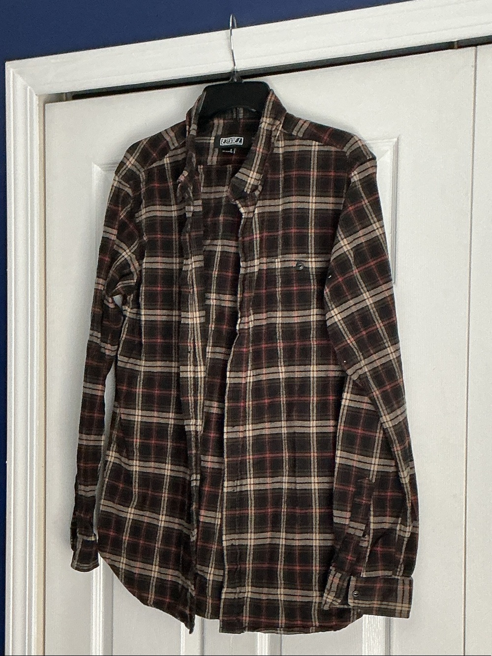 Ezekiel Brown Plaid Button-Down Shirt with Cream Accents